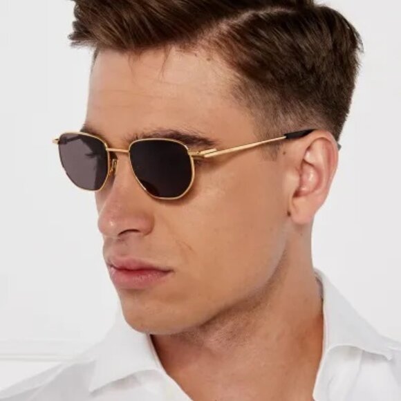 Bottega Veneta Women Sunglasses Gold Dark Brown Split Panthos BV1301S 002 NEW - Picture 16 of 17